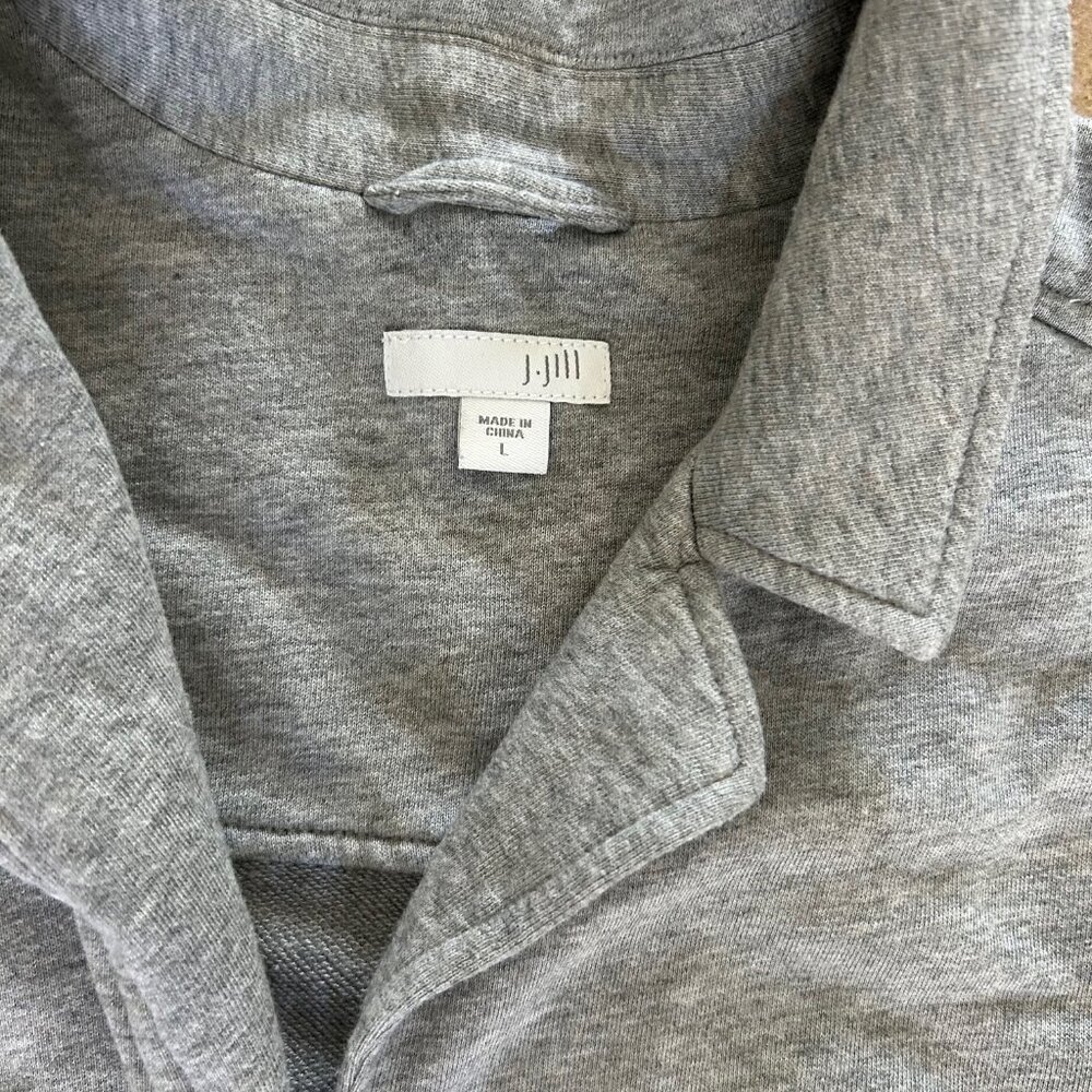 J Jill Blazer Soft Gray Cotton Stretch SZL Jacket 3 Button Pockets Casual Office - Picture 7 of 10